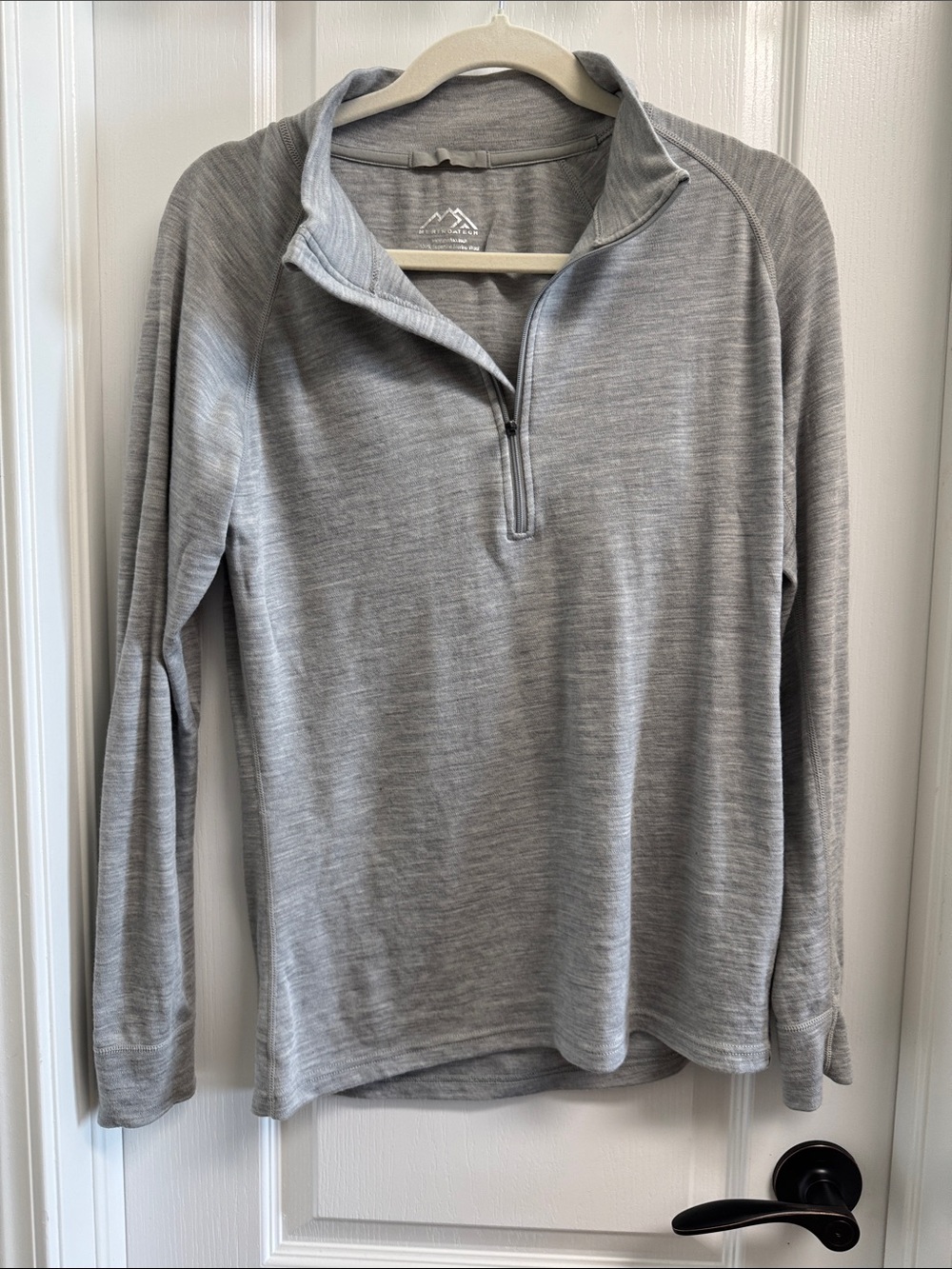 Half zip merino tech Pullover Sweater in Heather Gray